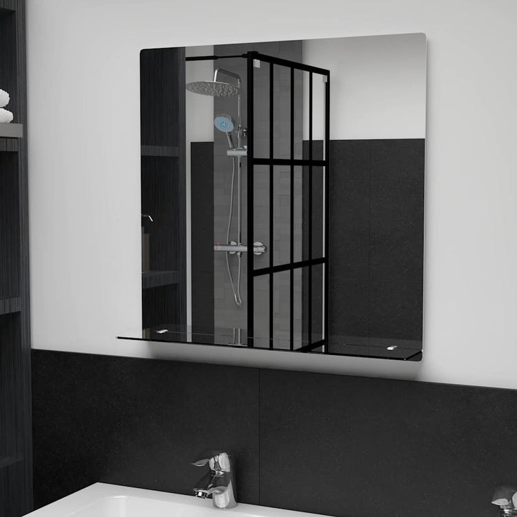 Vidaxl wandspiegel met schap 60x60 cm gehard glas