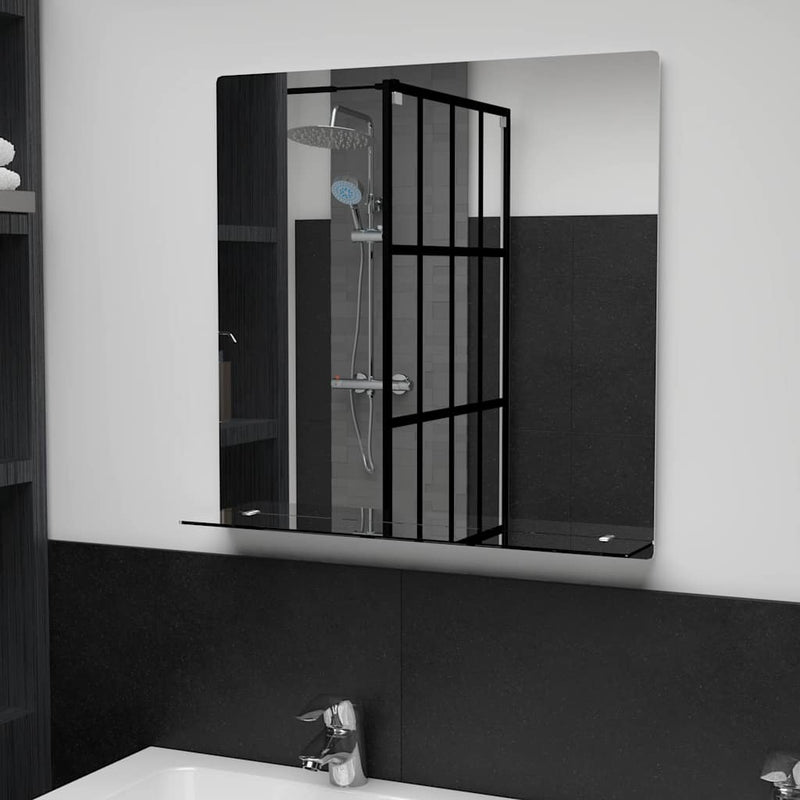 Vidaxl wandspiegel met schap 60x60 cm gehard glas