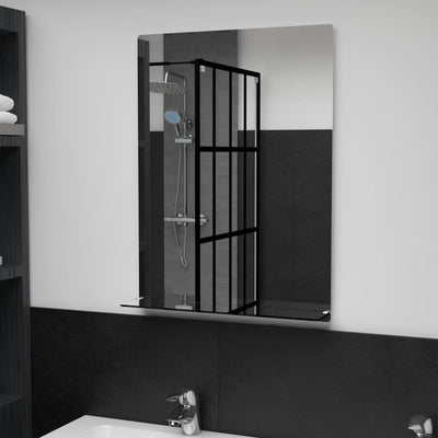 Vidaxl wandspiegel met schap 50x70 cm gehard glas