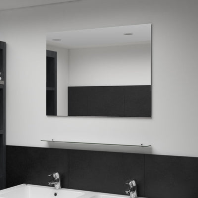 Vidaxl wandspiegel met schap 80x60 cm gehard glas
