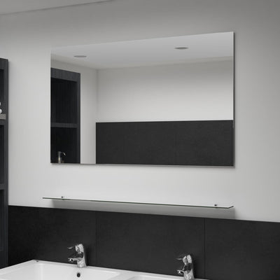 Vidaxl wandspiegel met schap 100x60 cm gehard glas