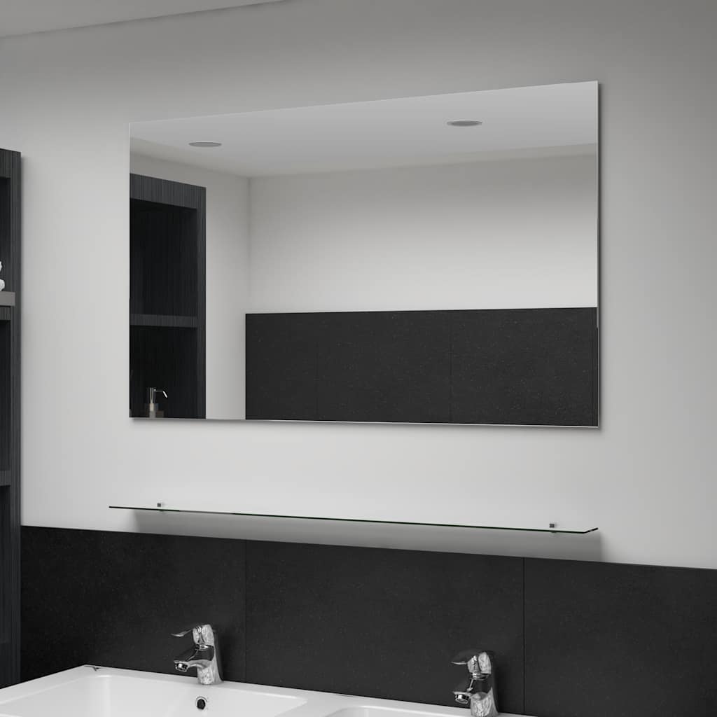 Vidaxl wandspiegel met schap 100x60 cm gehard glas