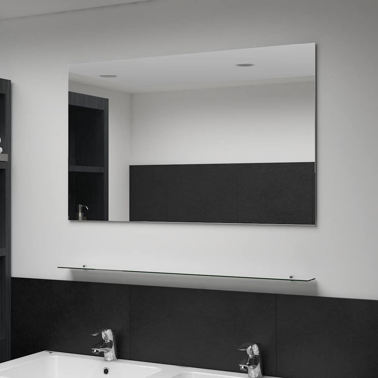 Vidaxl wandspiegel met schap 100x60 cm gehard glas
