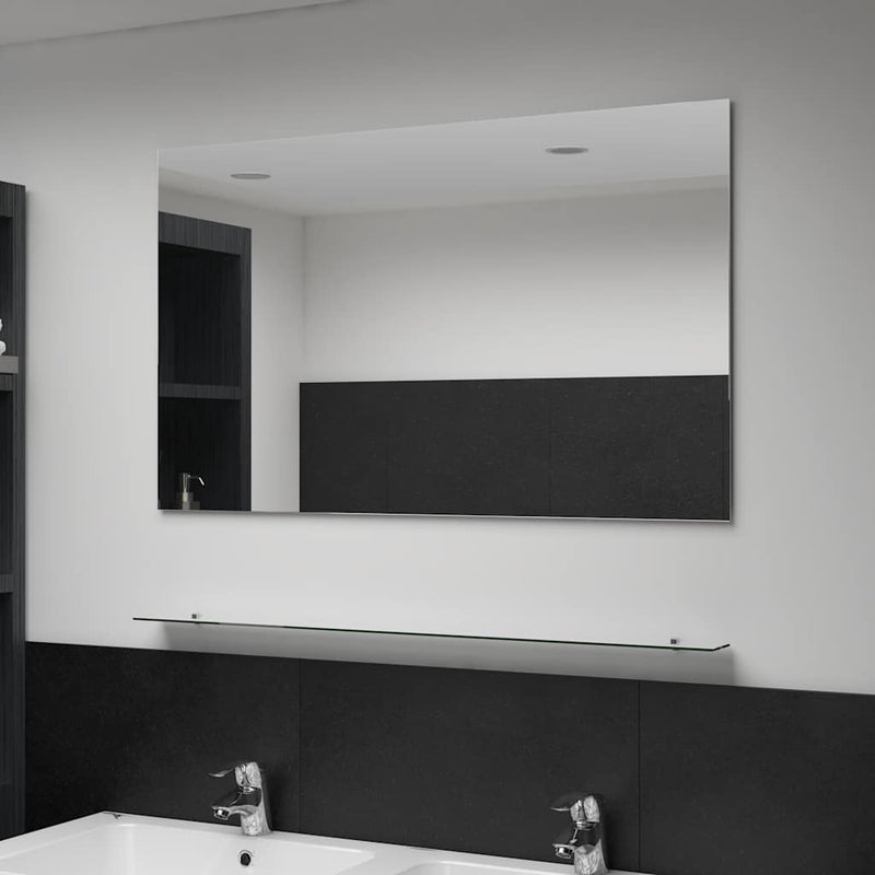 Vidaxl wandspiegel met schap 100x60 cm gehard glas