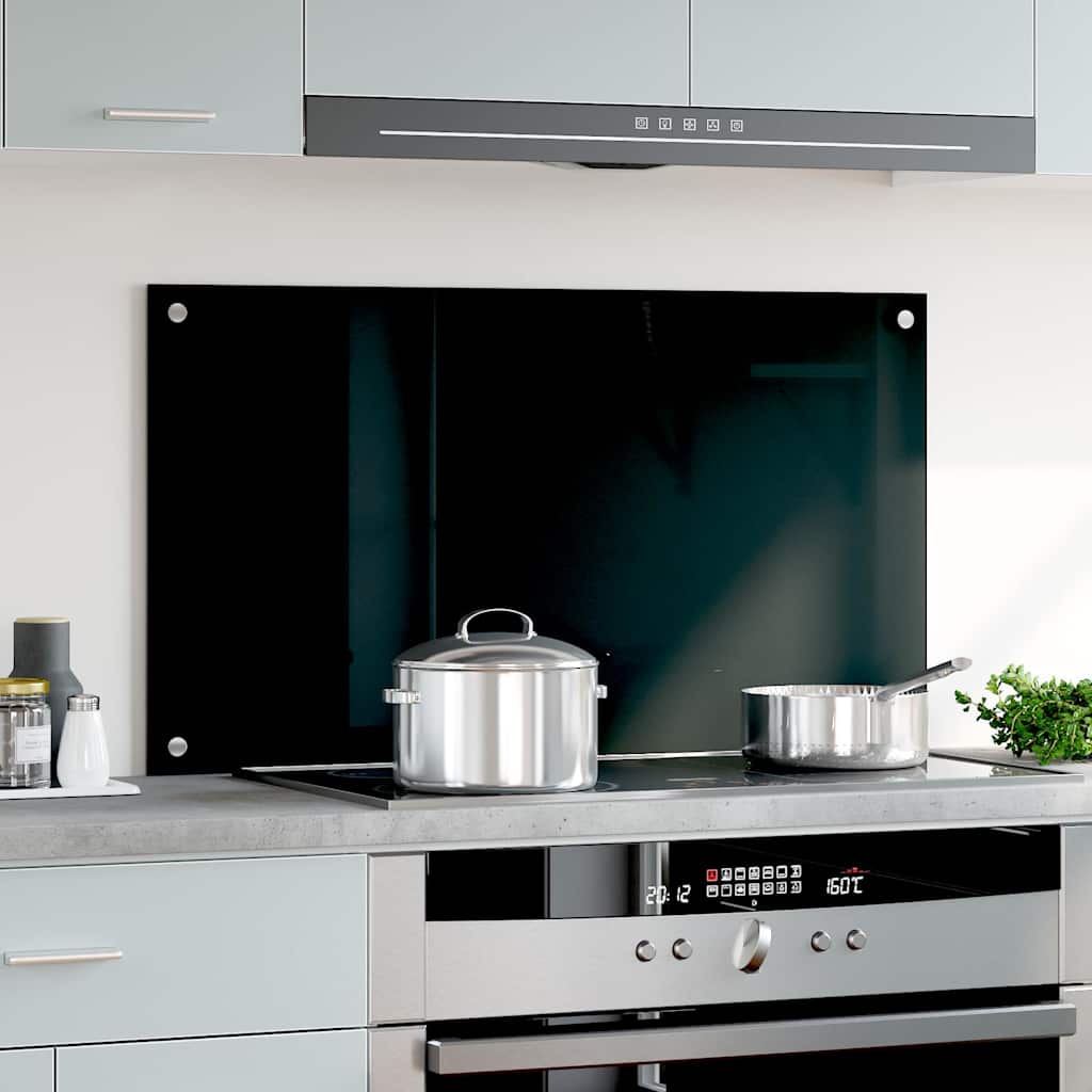 Vidaxl spatscherm keuken 90x50 cm gehard glas zwart