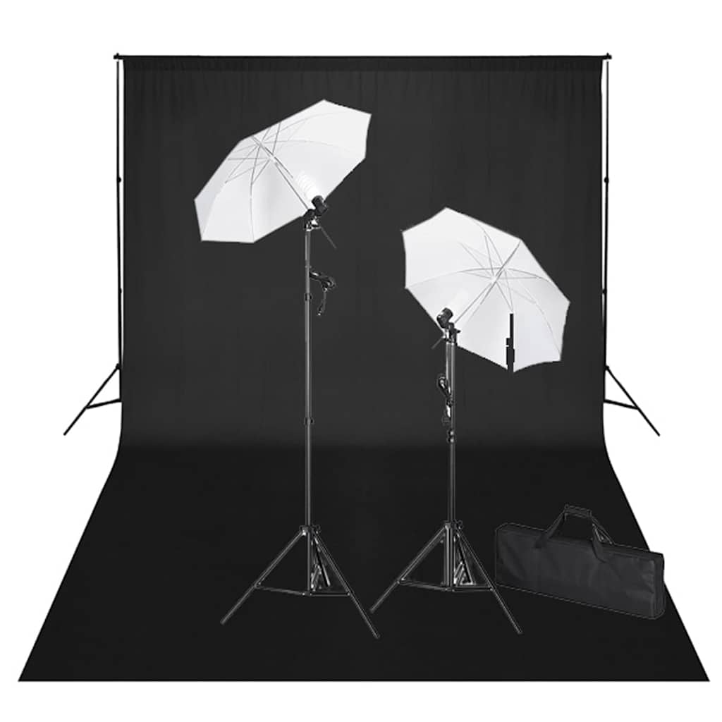 Vidaxl studioset met zwarte achtergrond en lampen 600x300 cm