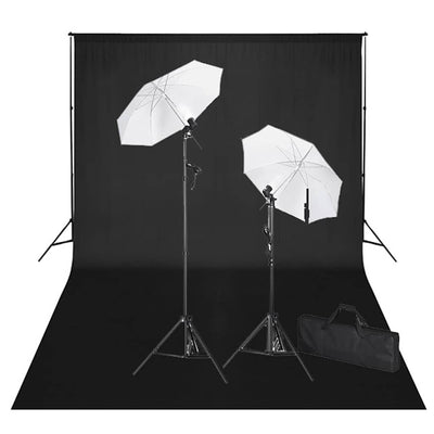 Vidaxl studioset met zwarte achtergrond en lampen 600x300 cm