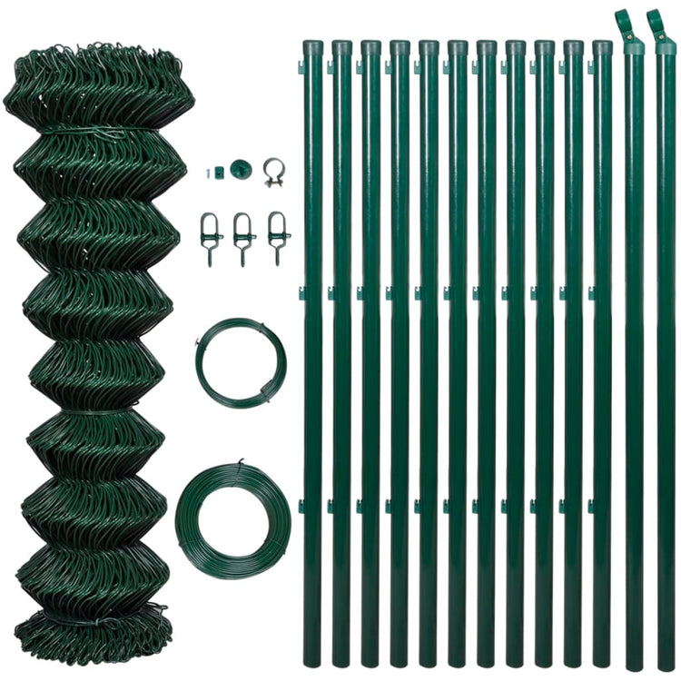 VidaXL Gaashek met palen 0,8x25 m staal groen