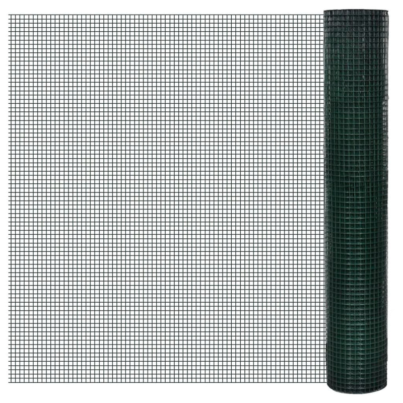Vidaxl kippengaas 10x1 m gegalvaniseerd staal met pvc-coating groen