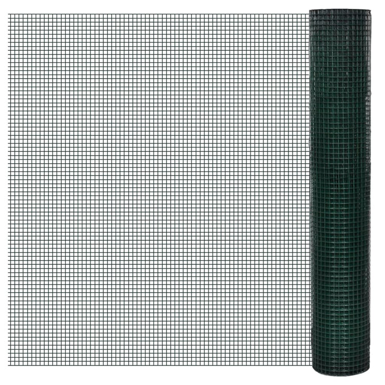 Vidaxl kippengaas 10x1 m gegalvaniseerd staal met pvc-coating groen