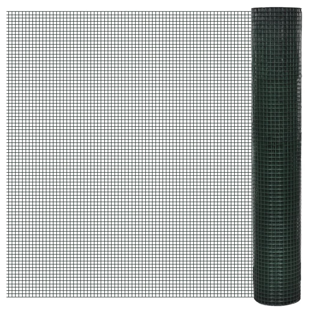 Vidaxl kippengaas 25x1 m gegalvaniseerd staal met pvc-coating groen