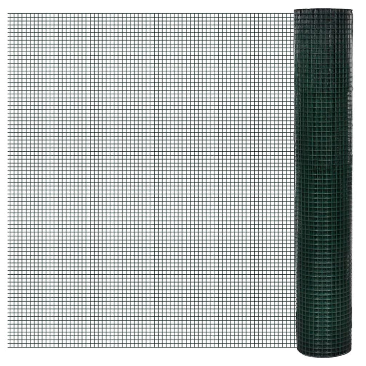 Vidaxl kippengaas 25x1 m gegalvaniseerd staal met pvc-coating groen