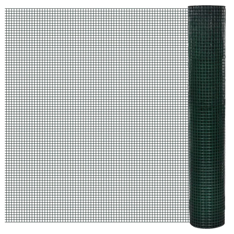 Vidaxl kippengaas 25x1 m gegalvaniseerd staal met pvc-coating groen