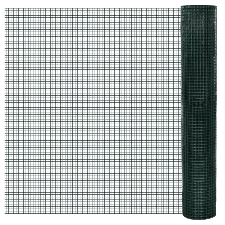 Vidaxl kippengaas 25x1 m gegalvaniseerd staal met pvc-coating groen