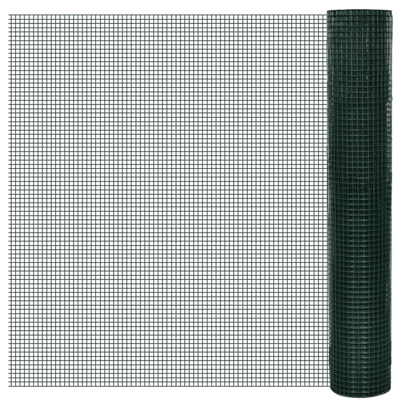 Vidaxl kippengaas 25x1 m gegalvaniseerd staal met pvc-coating groen