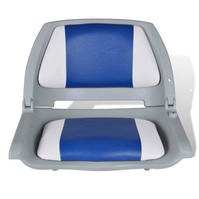 Vidaxl opklapbare bootstoel met blauw-wit kussen 48x51x41 cm