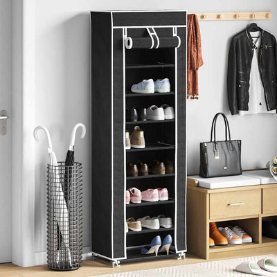 Vidaxl schoenenkast met hoes 57x29x162 stof zwart