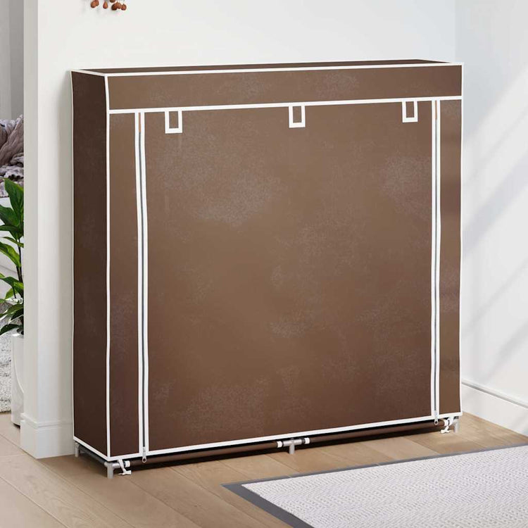 Vidaxl schoenenkast met hoes 115x28x110 stof bruin