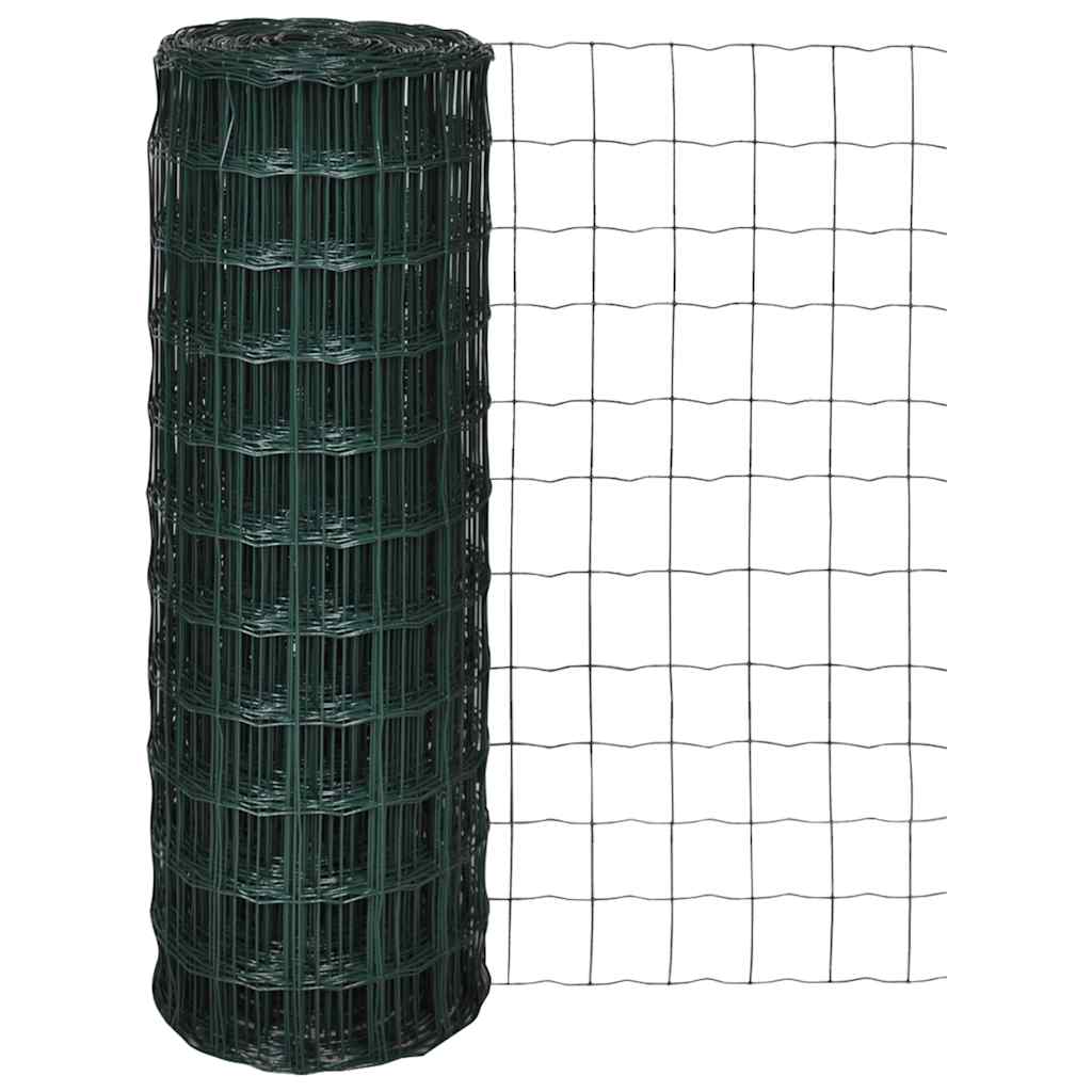 Vidaxl euro hek 25x0,8 m staal groen