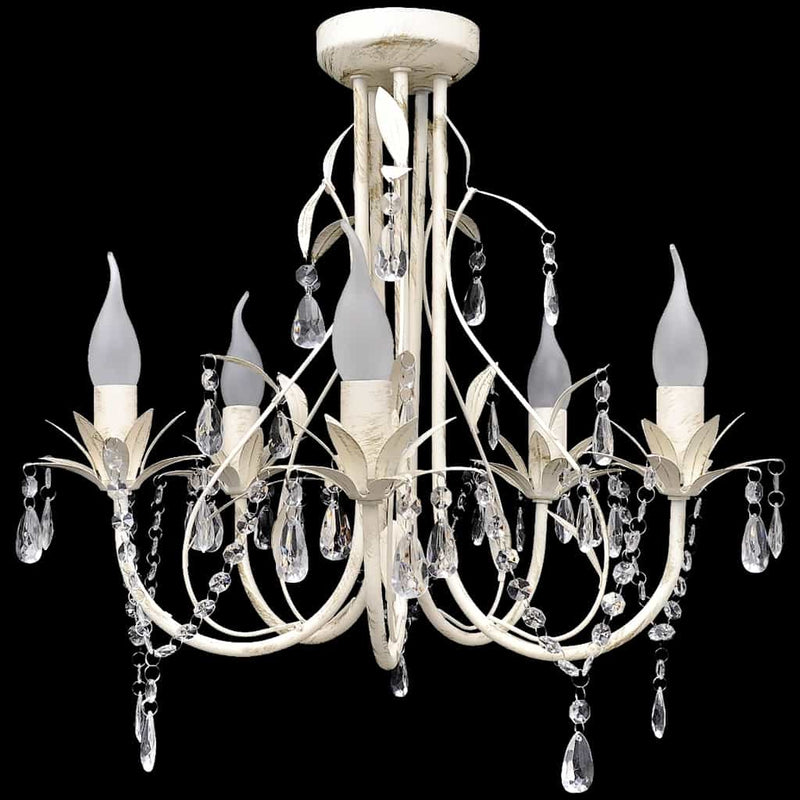 Vidaxl kristallen kroonluchter met wit elegant design (5 lampen)