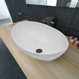 Vidaxl wastafel ovaal 40x33 cm keramiek wit - afbeelding 1