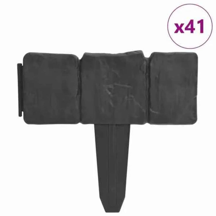 Vidaxl gazonranden 41 st steen-look 10 m kunststof