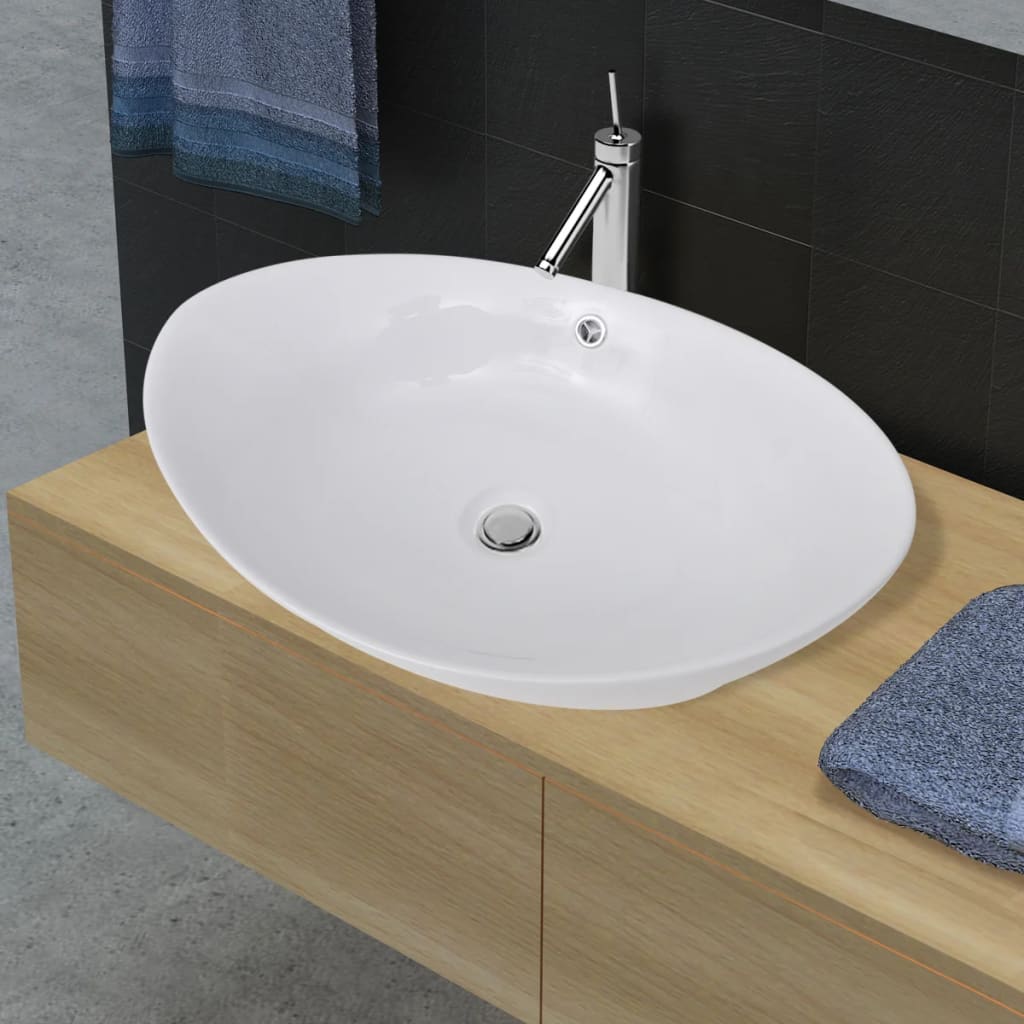Vidaxl keramische wastafel ovaal 59 x 38,5 cm