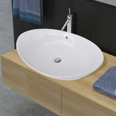 Vidaxl keramische wastafel ovaal 59 x 38,5 cm