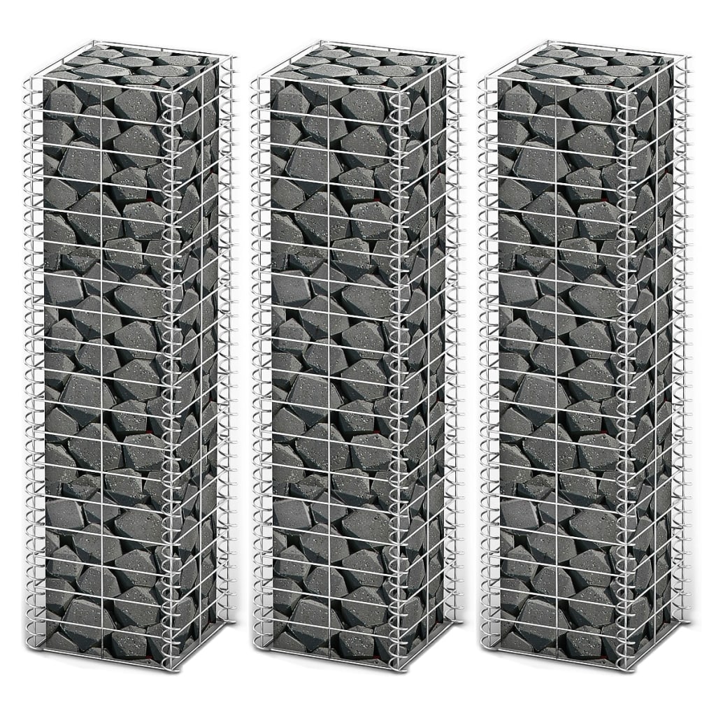 Vidaxl 3-delige schanskorfset 25x25x100 cm gegalvaniseerd draad