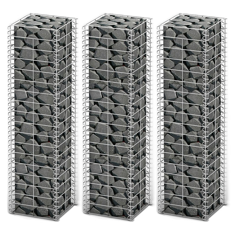 Vidaxl 3-delige schanskorfset 25x25x100 cm gegalvaniseerd draad