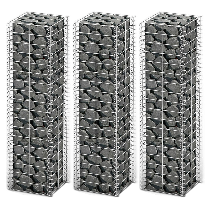 Vidaxl 3-delige schanskorfset 25x25x100 cm gegalvaniseerd draad