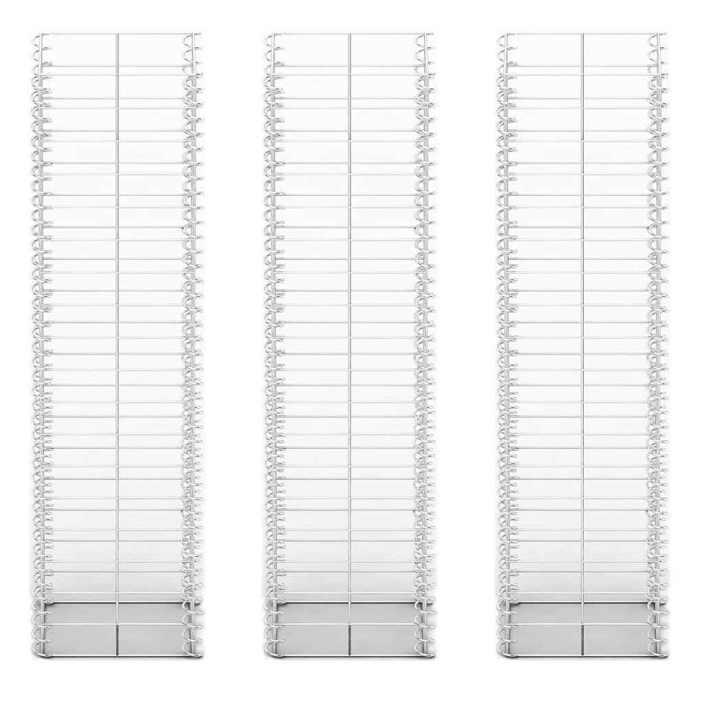 VidaXL 3-delige Schanskorfset 25x25x100 cm gegalvaniseerd draad