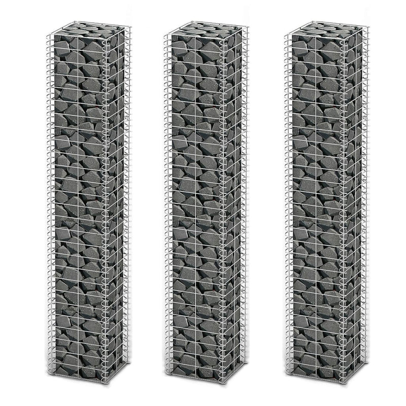 Vidaxl 3-delige schanskorfset 25x25x150 cm gegalvaniseerd draad