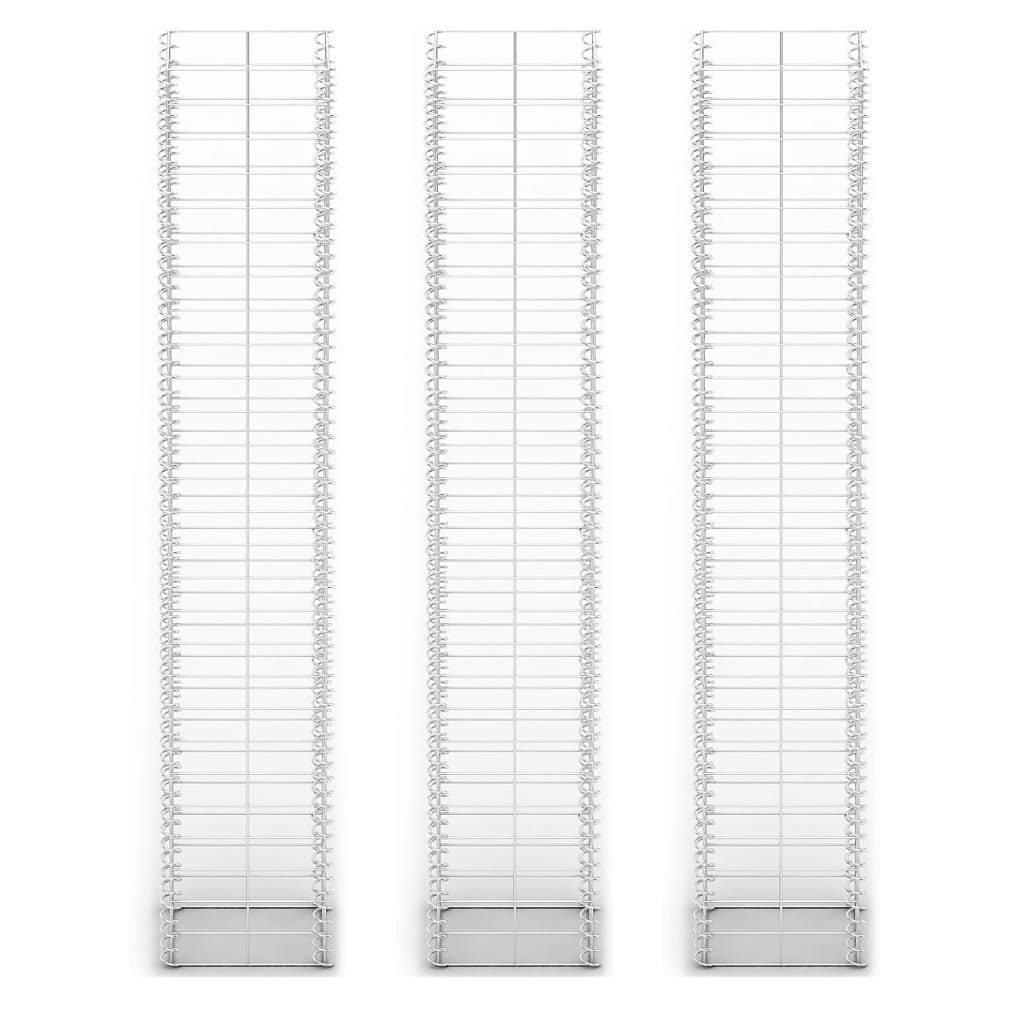 Vidaxl 3-delige schanskorfset 25x25x150 cm gegalvaniseerd draad