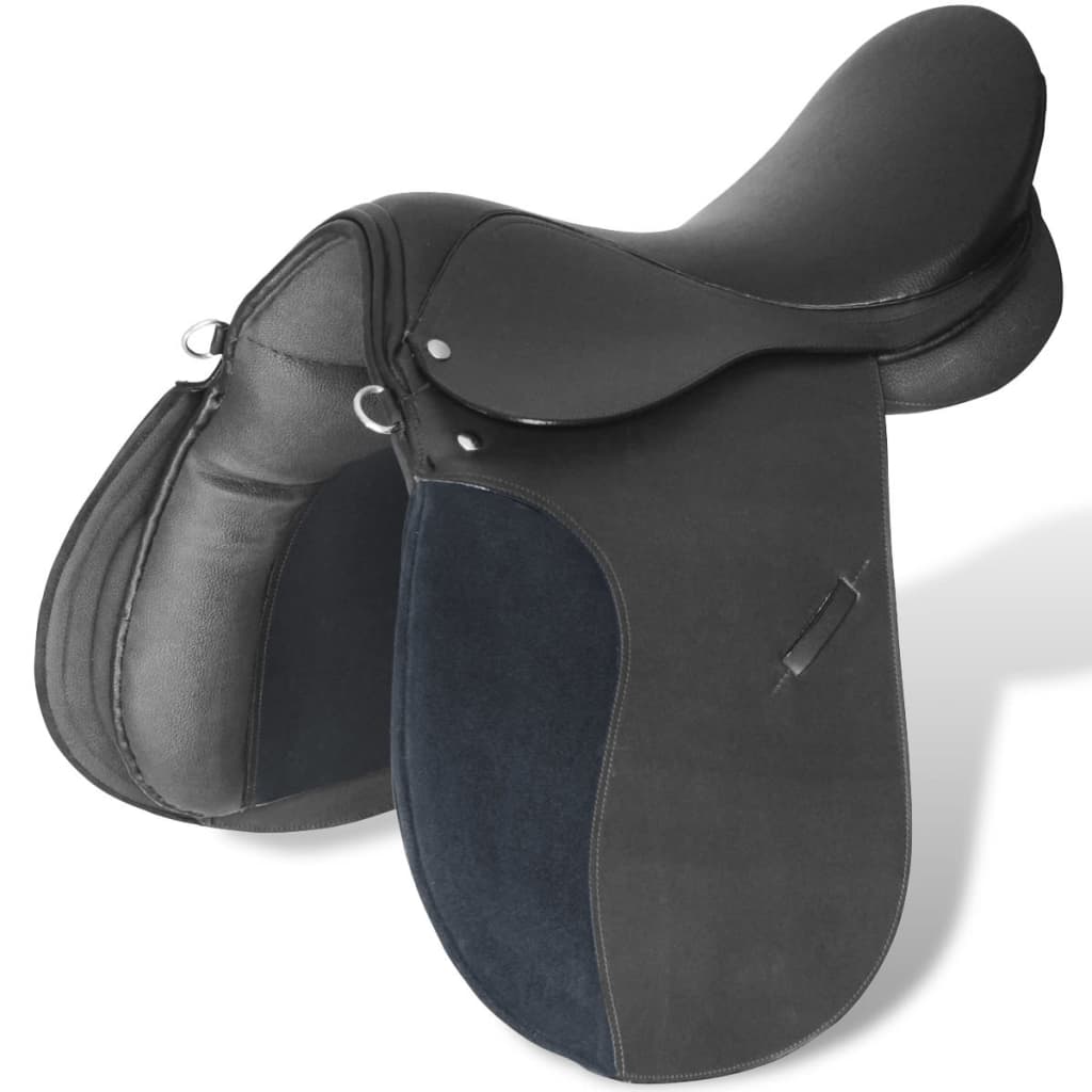 Vidaxl echt lederen paardrijzadel 16 14 cm (5-in-1 set, zwart)