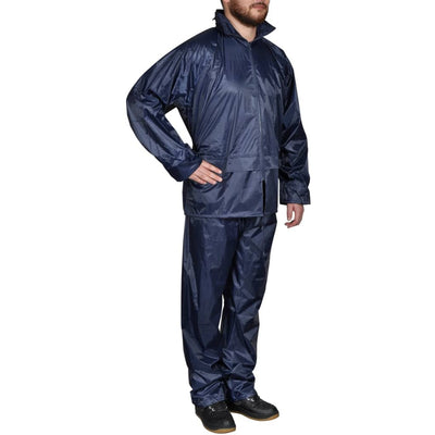 Vidaxl regenpak 2-delig met capuchon (heren marineblauw maat l)