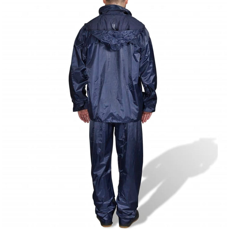 Vidaxl regenpak 2-delig met capuchon (heren marineblauw maat l)