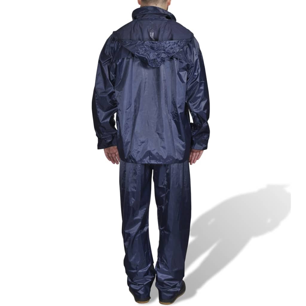 Vidaxl regenpak 2-delig + capuchon (heren marineblauw maat xxl)