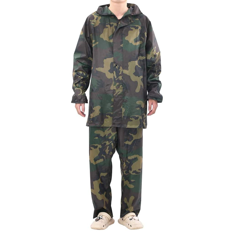 Vidaxl regenpak 2-delig met capuchon (heren camouflage maat m)