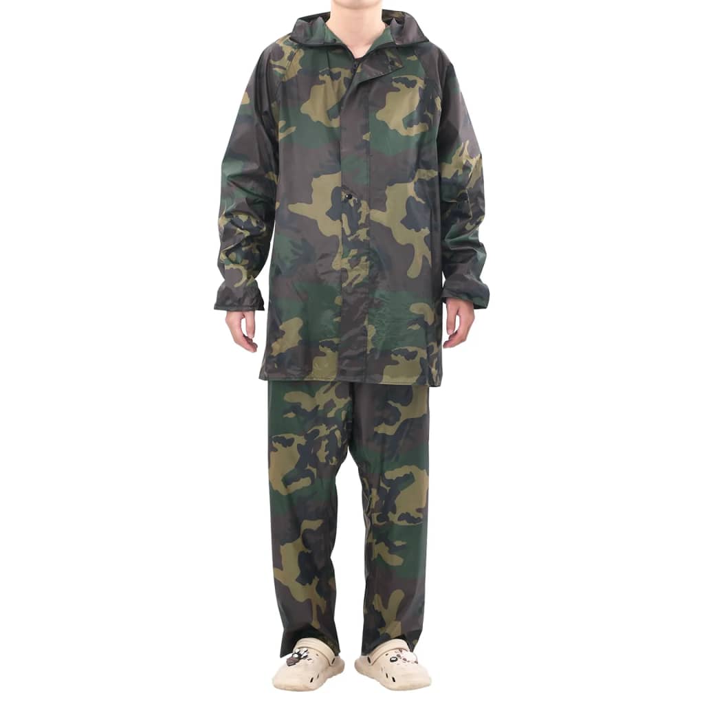 Vidaxl regenpak 2-delig met capuchon (heren camouflage maat xl)