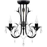 Vidaxl kroonluchter art nouveau metaal kristallen 3 lampen zwart - afbeelding 1