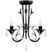 Vidaxl kroonluchter art nouveau metaal kristallen 3 lampen zwart - afbeelding 1