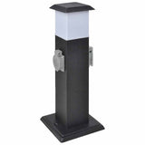 Vidaxl buitenstopcontact op zuil met lamp (zwart) - afbeelding 1