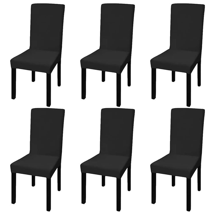 Vidaxl 6 st stoelhoezen recht stretch zwart