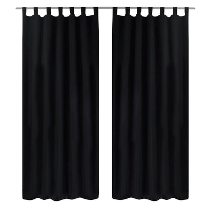 Vidaxl micro-satijnen gordijnen met ringen 140 x 175 cm 2 stuks (zwart)