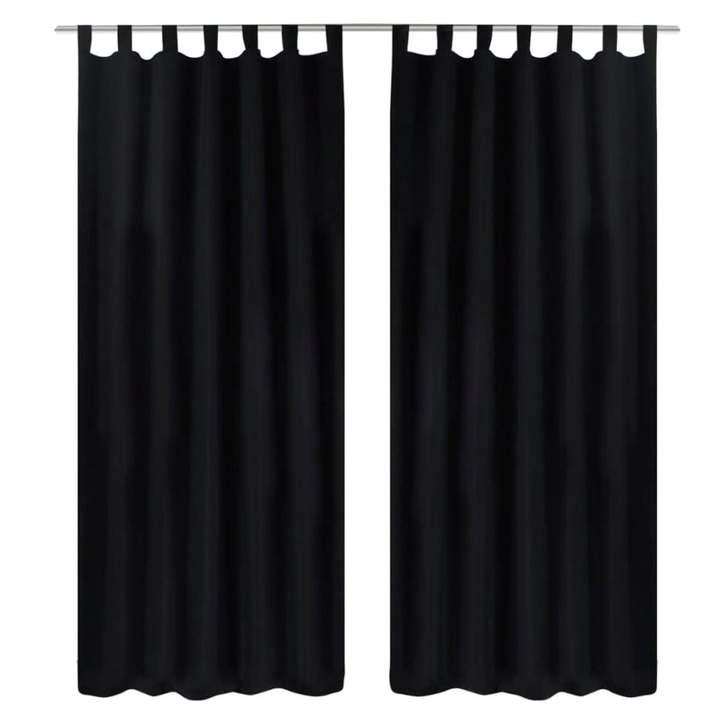 Vidaxl micro-satijnen gordijnen met ringen 140 x 175 cm 2 stuks (zwart)