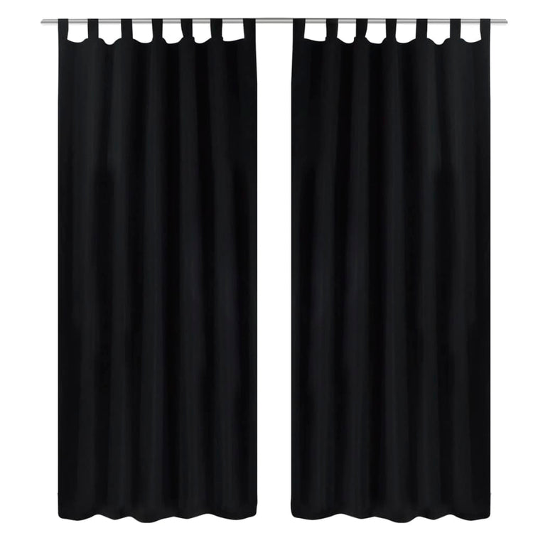 Vidaxl micro-satijnen gordijnen met ringen 140 x 225 cm 2 stuks (zwart)