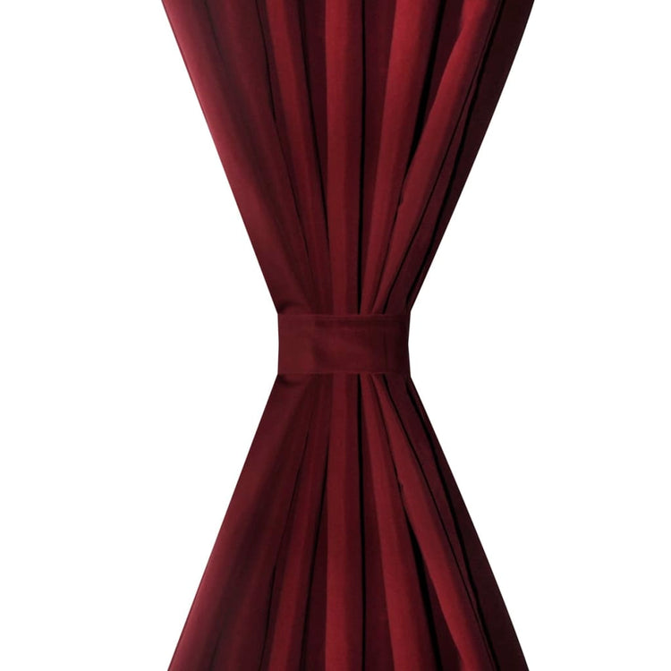 Vidaxl micro-satijnen gordijnen met ringen 140 x 245 cm 2 stuks (wijnrood)
