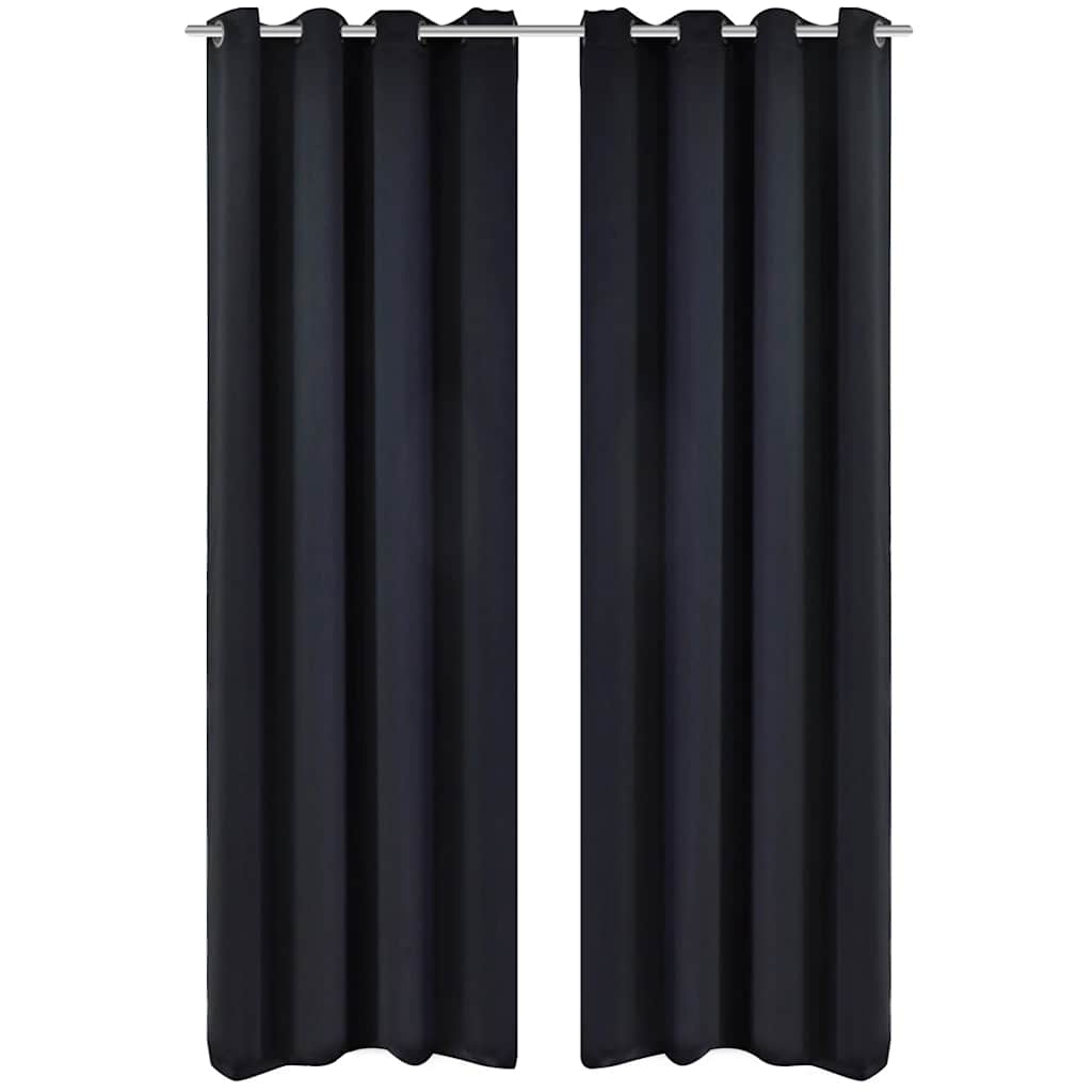 Vidaxl gordijnen met metalen ringen 135 x 245 cm 2 stuks (zwart)