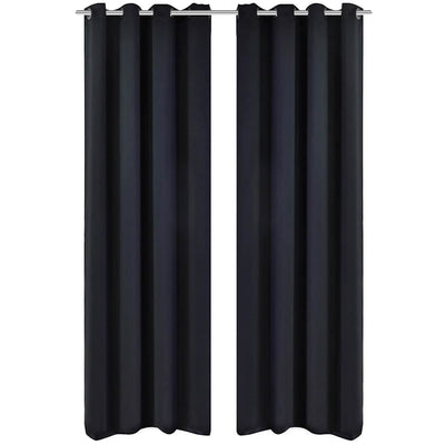 Vidaxl gordijnen met metalen ringen 135 x 245 cm 2 stuks (zwart)